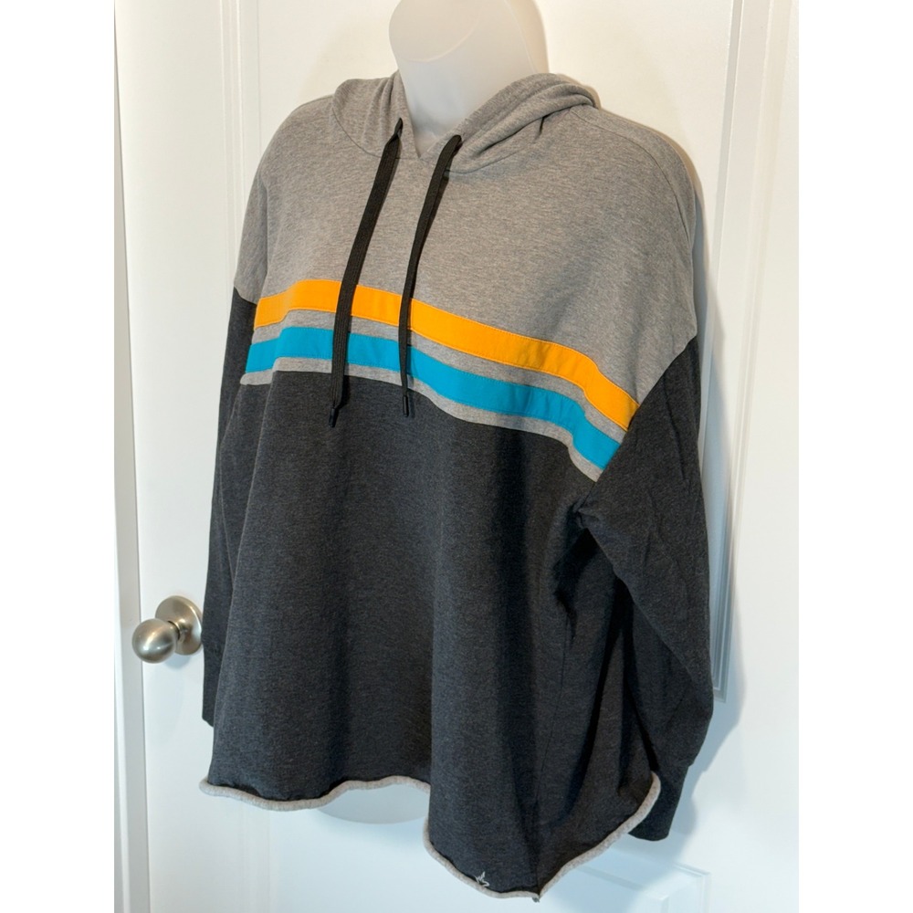Torrid Gray‎ Colorblock Striped Hoodie Sweatshirt Women 1X 0X Casual Oversized